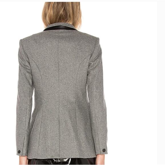 Rag & Bone Duke Blazer 2 XS NWOT Gray Leather Academia Prep Wool Old Money - Picture 4 of 7